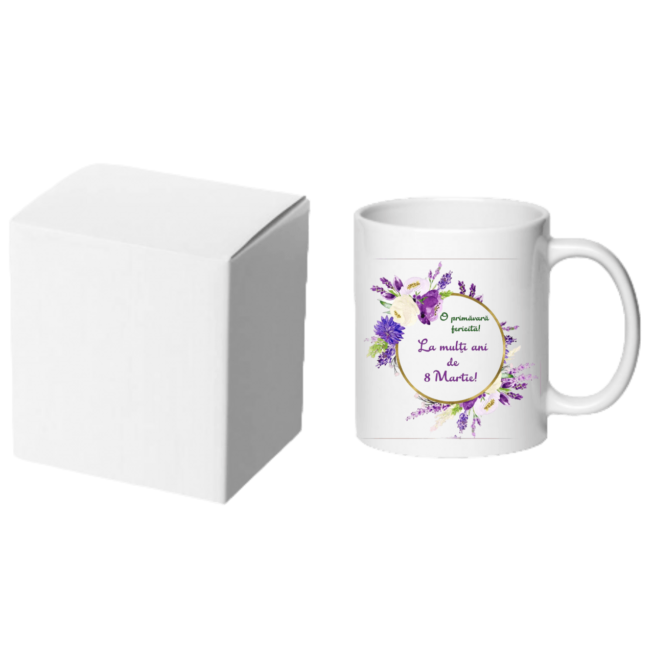 Cana alba personalizata "La multi ani de 8 Martie", INOVATIX®. 330ml - imagine 5